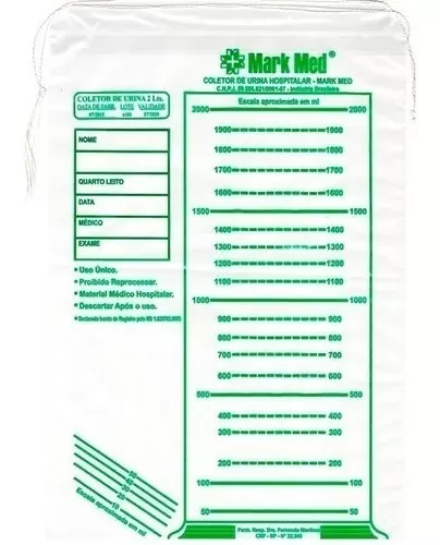 Coletor de Urina Descartável Adulto 2000ml 100un MARK MED