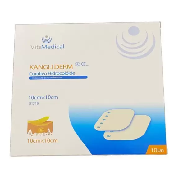 Curativo hidrocolóide 10cmx10cm(Espessura de 05 milímetros) cicatrização de feridas e queimaduras - Vitamedical