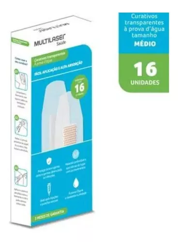 Curativo Transparente Á Prova D´água Sem Látex 16unidades