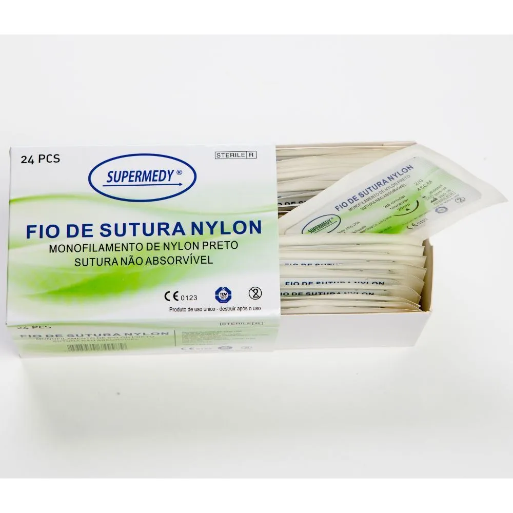 FIO DE SUTURA NYLON 0 C/ AG 4,0CM SUPERMEDY