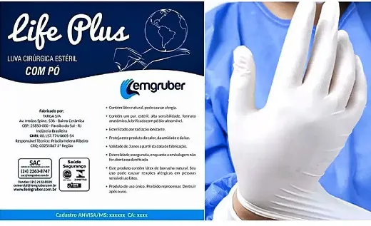 LUVA CIRURGICA DE LATEX ESTERIL C/PO - LIFE PLUS