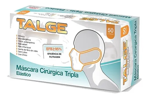 Mascara Descartável C/ Elástico -tripla Pct/50 - Talge