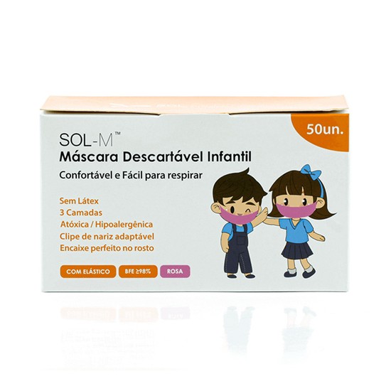 Máscara Descartável Infantil - 50 Und - SOL-CARE