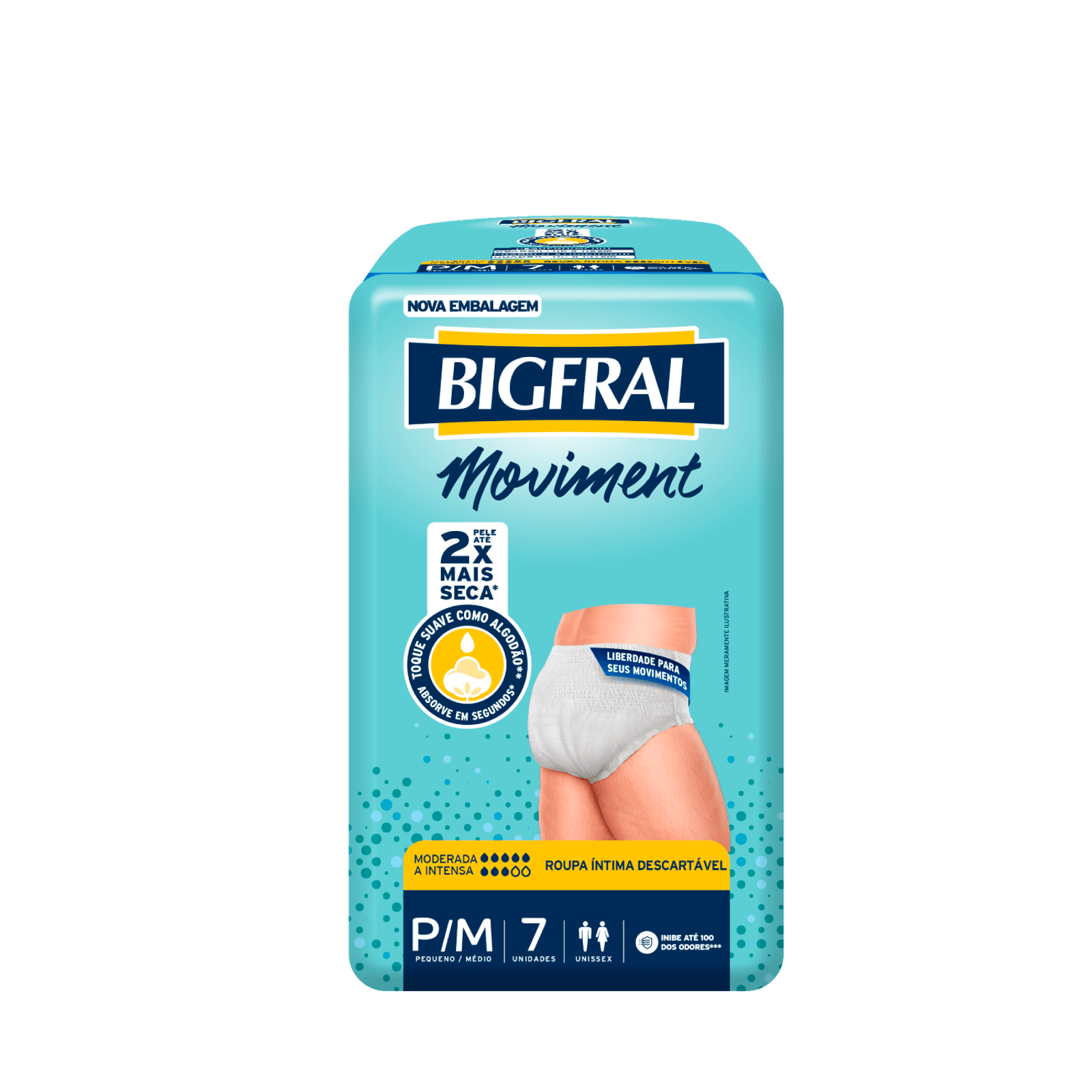 Roupa Íntima Descartável Bigfral Moviment Tamanho G/Xg Com 7 Unidades